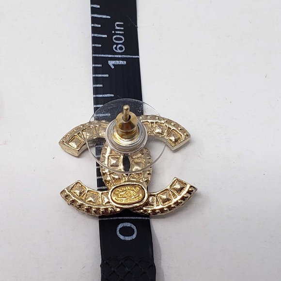 100% Authentic Chanel CC Goldish with stone Earrings - Picture 9 of 13
